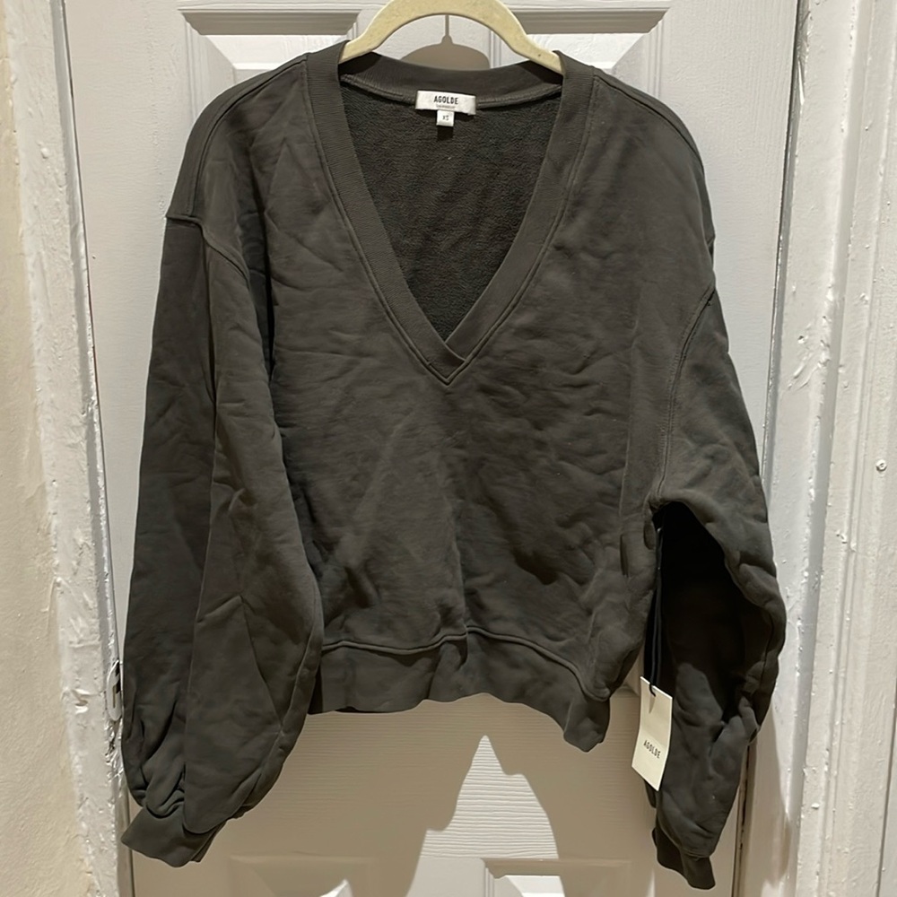 Agolde low vneck balloon sleeve sweatshirt - Picture 2 of 15
